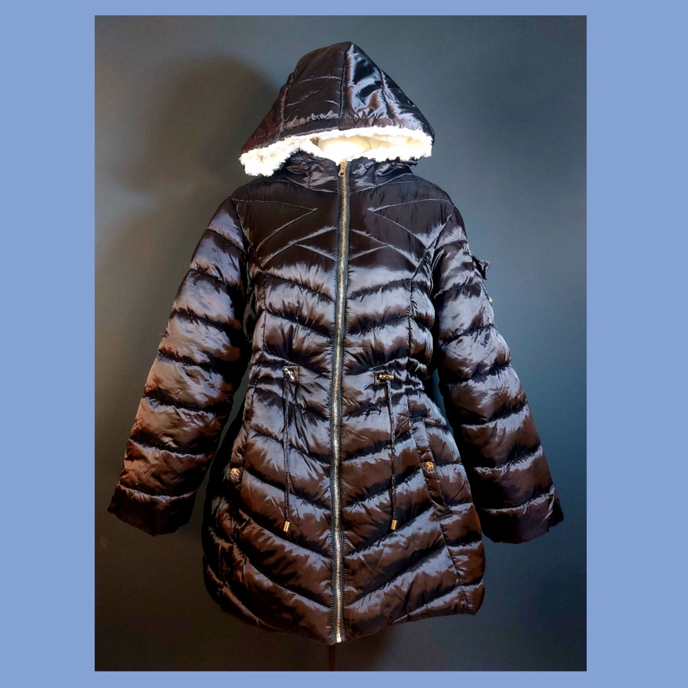 Jessica Simpson Faux Fur Lined Black Puffer Coat 1X NWT